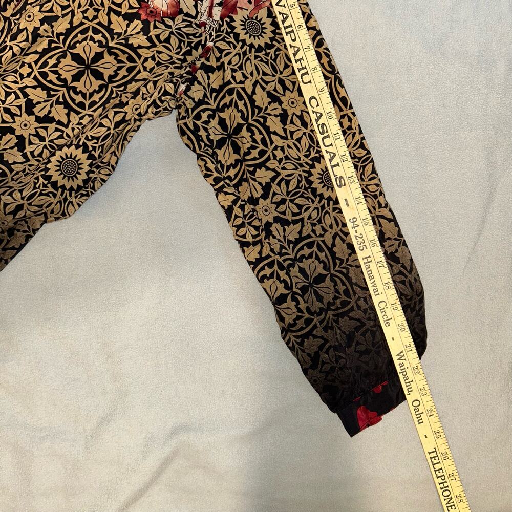 Citron Button XL Light Weight Silk Print Jacket or Blouse Top - Picture 6 of 7